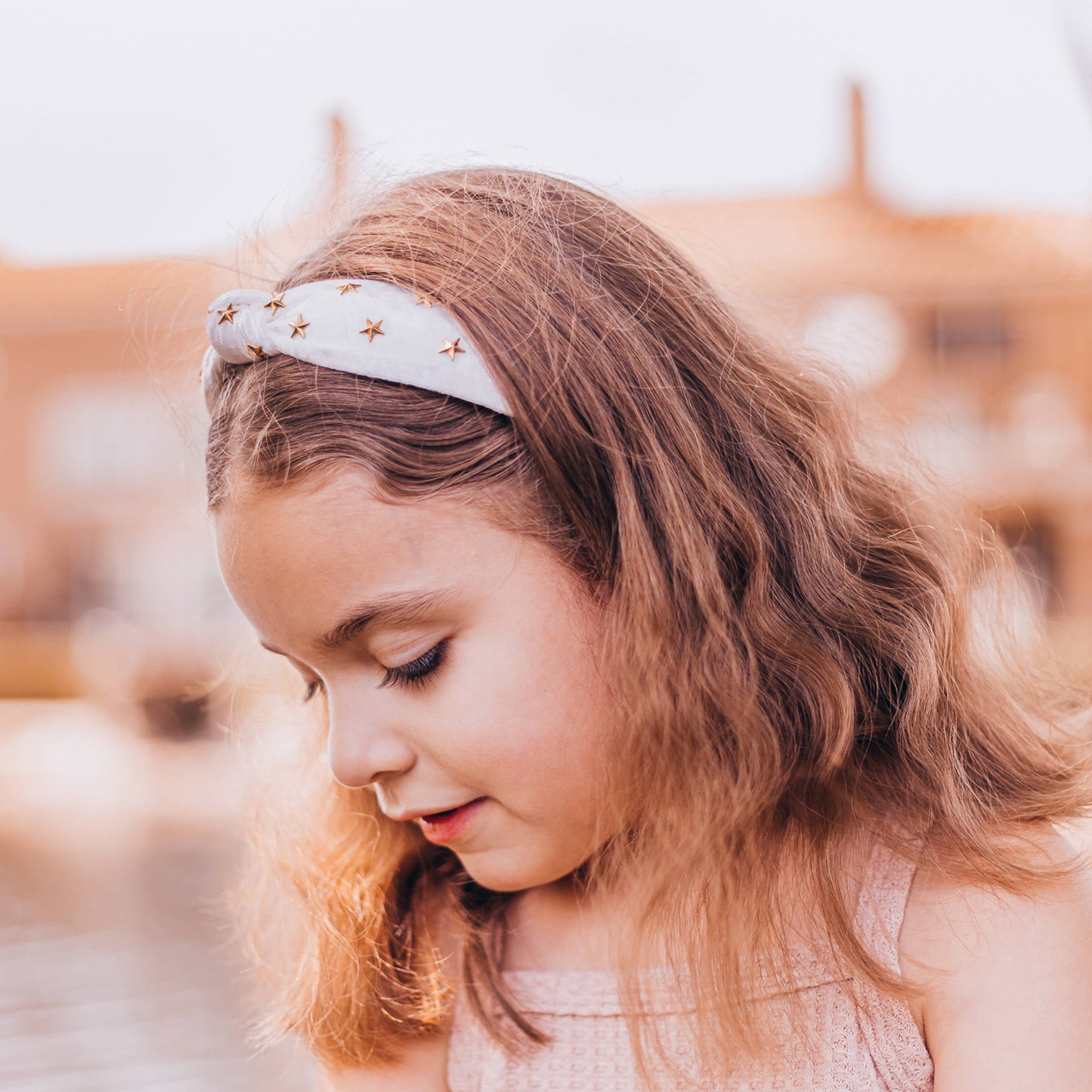 Kids Knot Headband - White Star Stud Velvet Hair Accessories