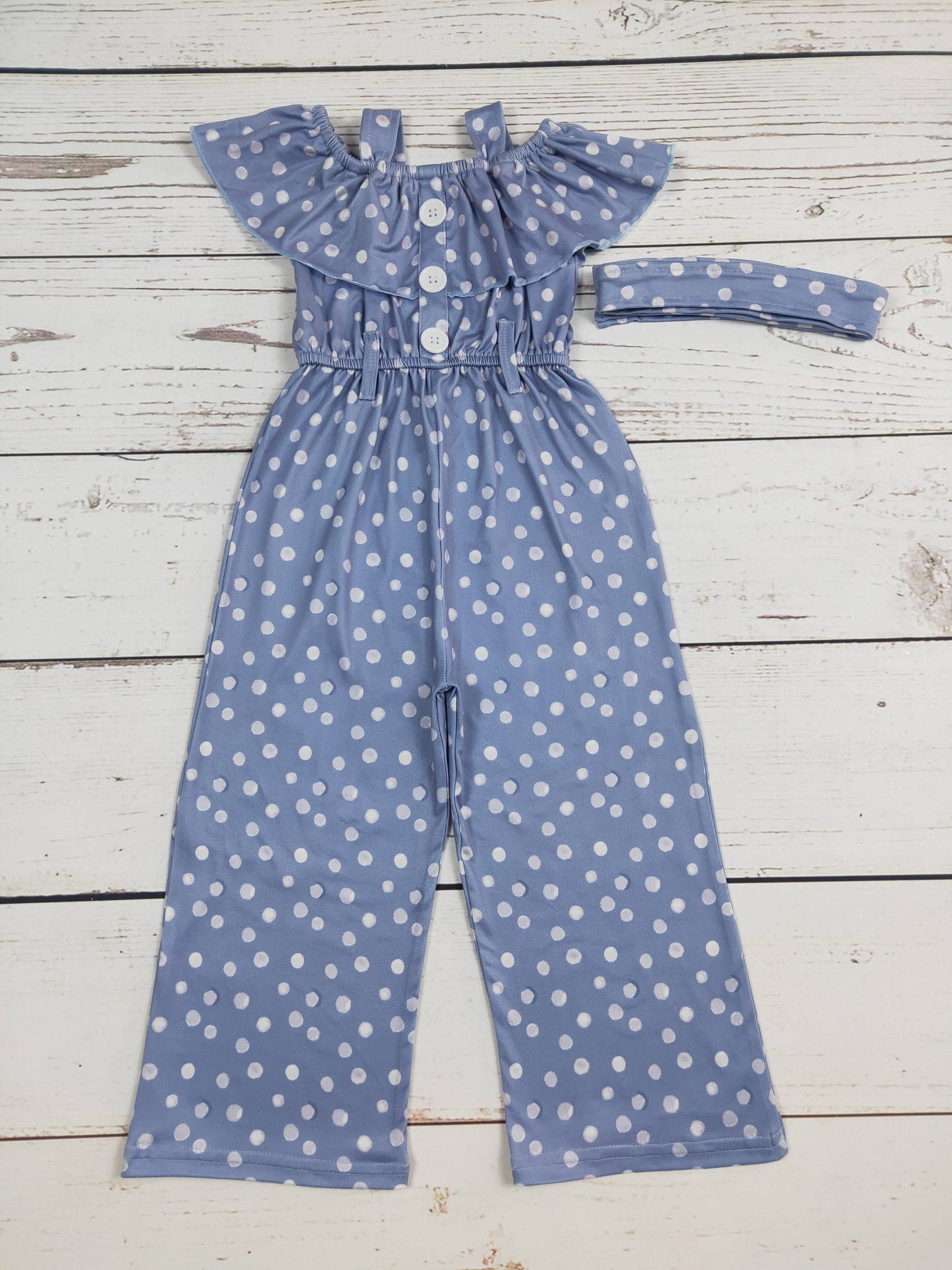 Girls Polka Dots Printed Jumpsuit With Belt