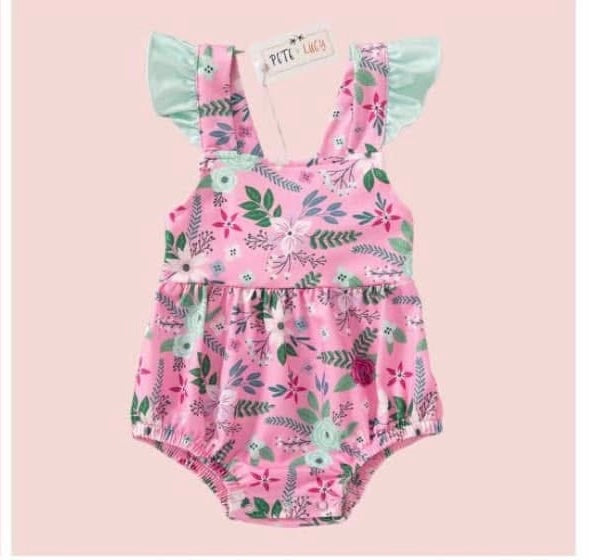 Raspberry Petals Romper
