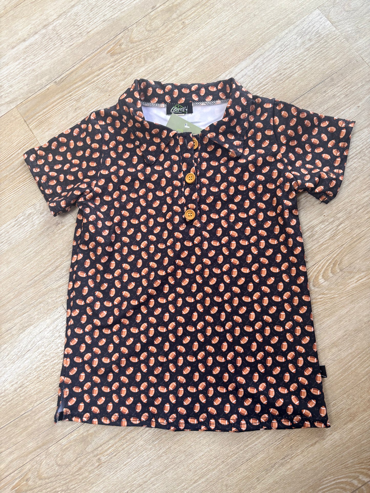 Black football collard shirt