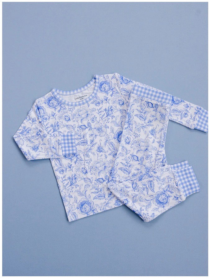 Blue Flowers bamboo pj’s