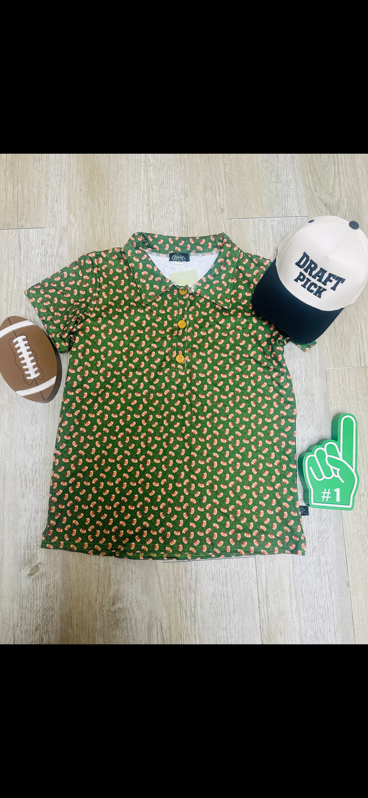 Green Football Boy Collar shirt