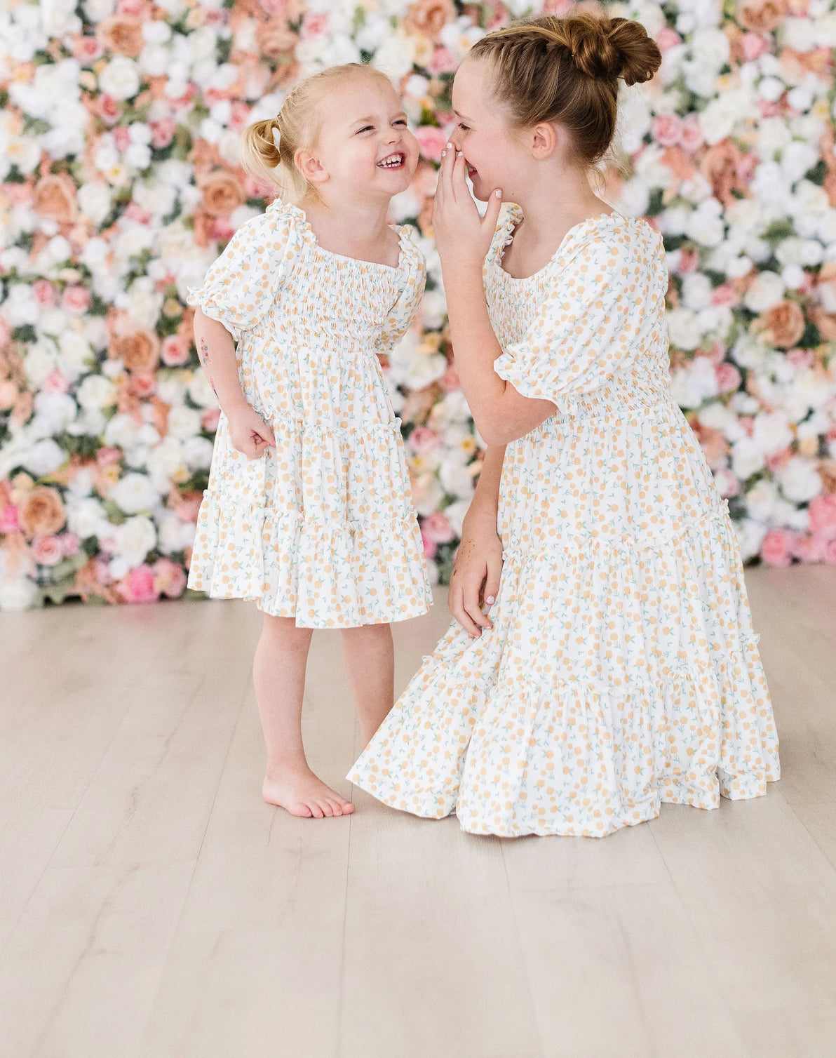 Marvelous marigolds smocked ruffle dress