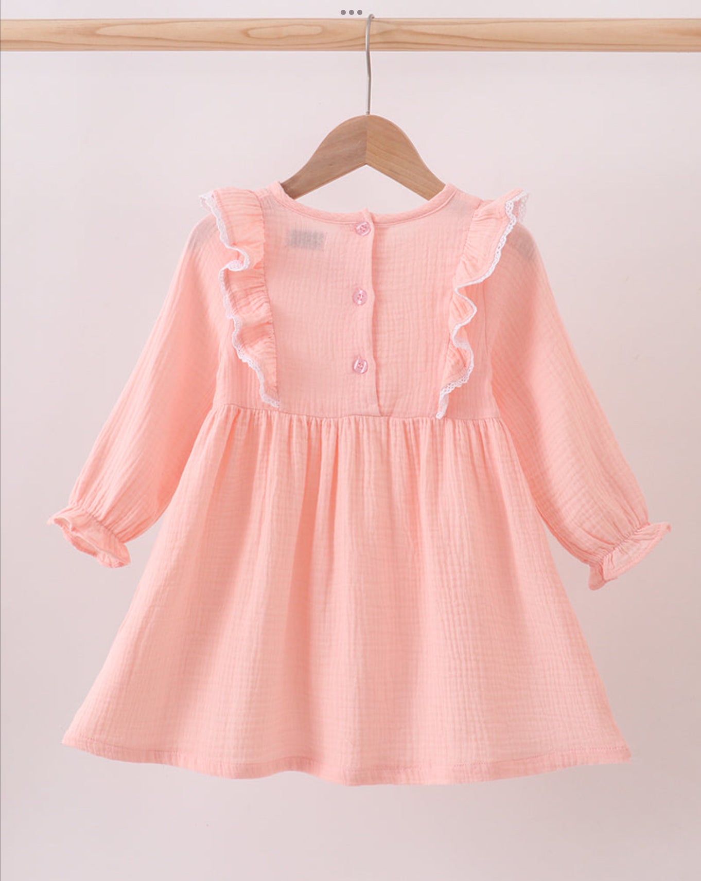 Premium pink ruffle muslin dress