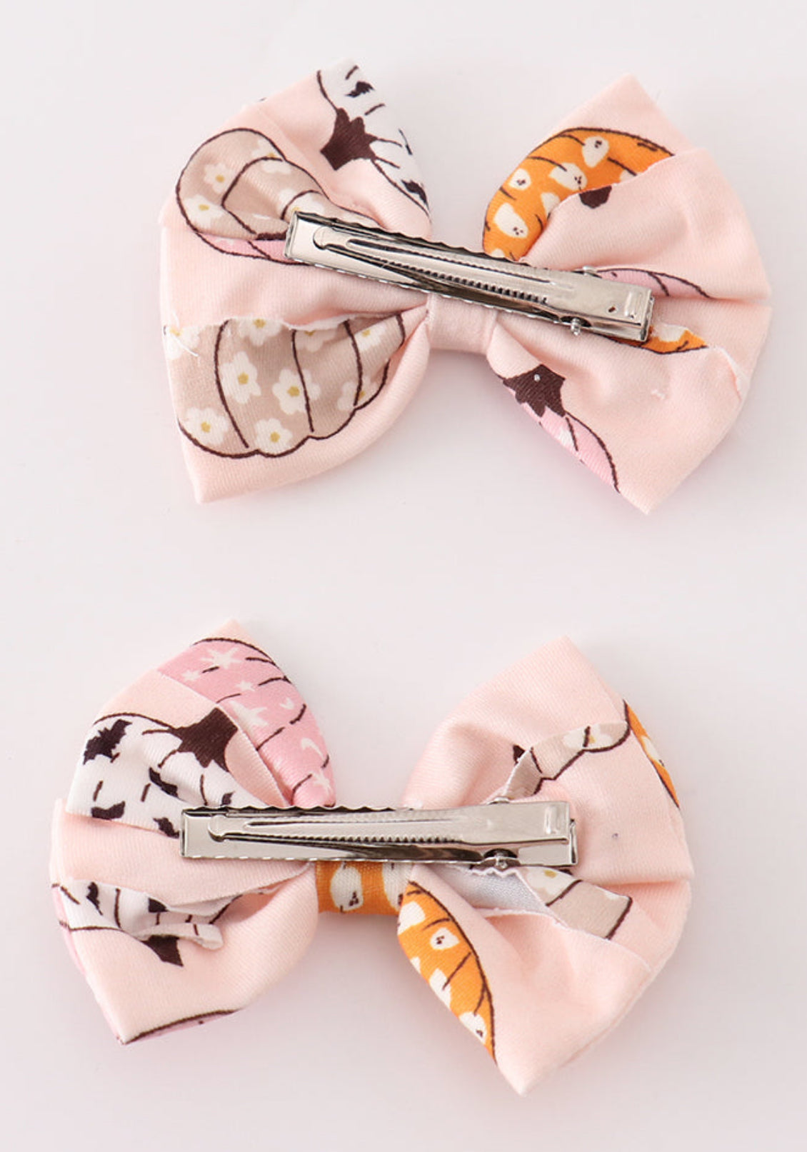Pink pumpkin piggie hair bows