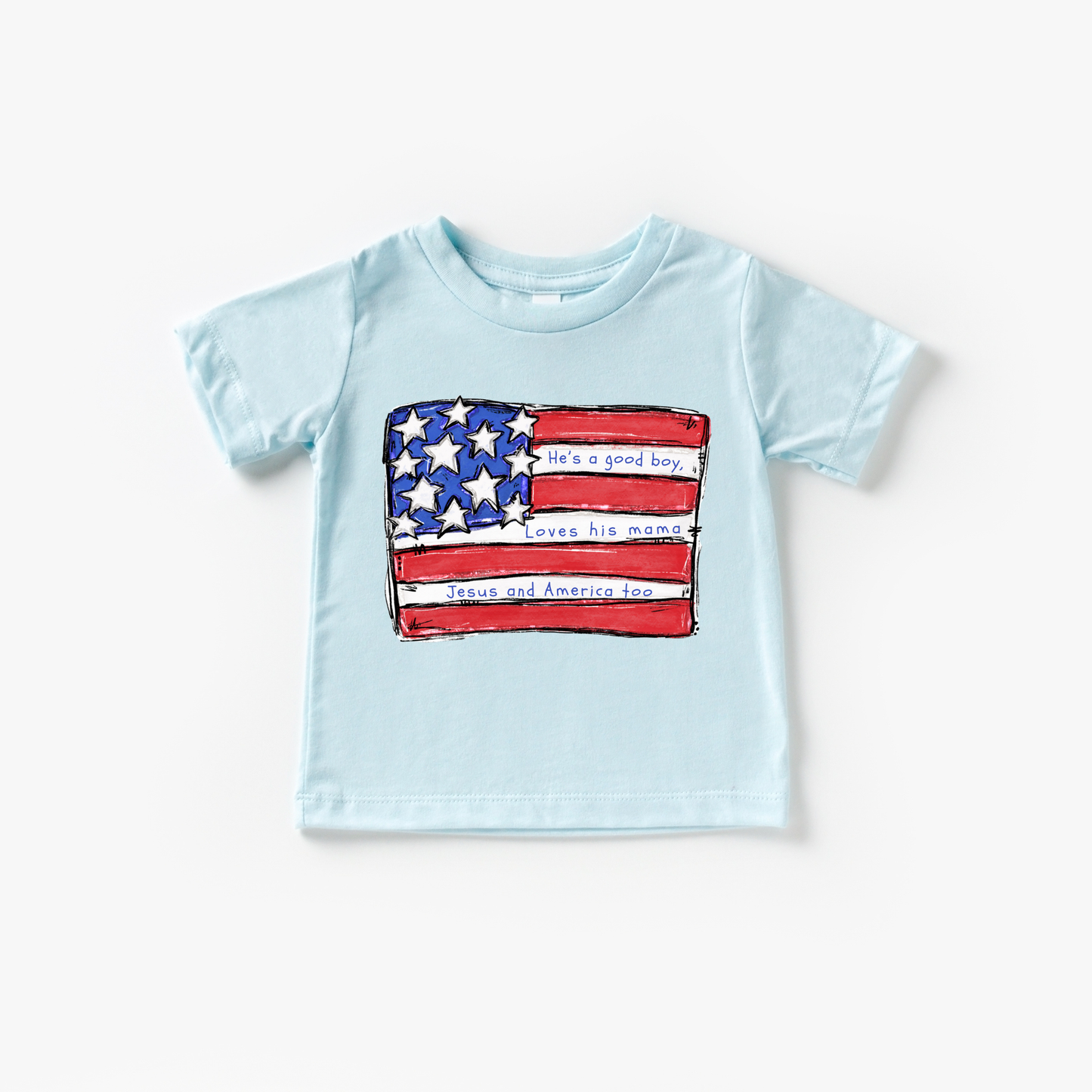 Good Boy Loves Jesus and America Too Boy 4th of July Shirt