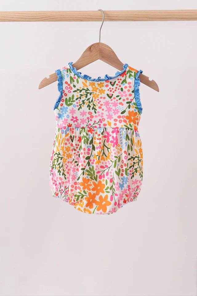 Summer Floral Print Ruffle Bubble