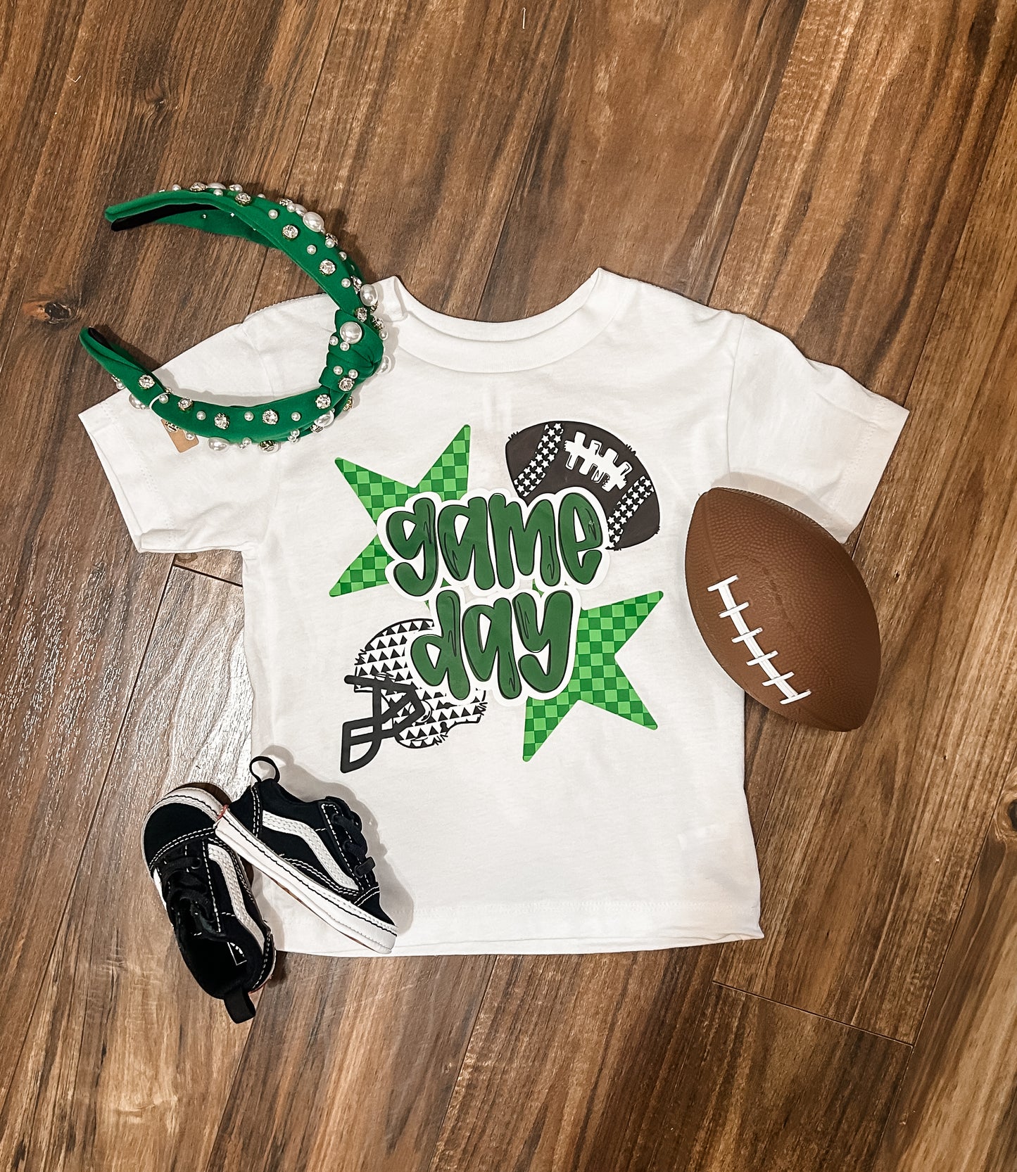 Green Game Day Football Kids T-Shirt