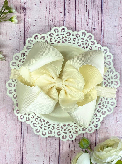 5.5" Oversize Scalloped Hair Bow | Clip or Headband