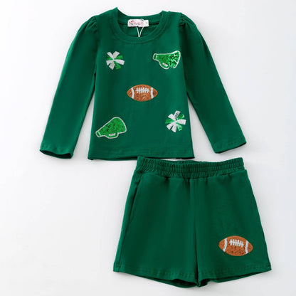 Sparkle Cheer Girls Set-Green game day football