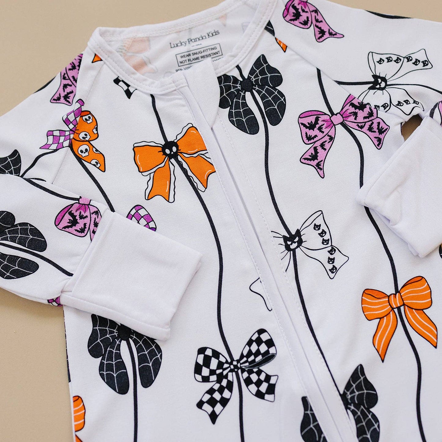 Halloween Bamboo Baby Zip Romper | Spooky Bows