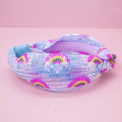 Kids Sequin Knot Headband - Rainbow