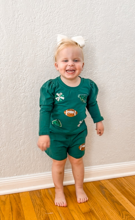 Sparkle Cheer Girls Set-Green game day football