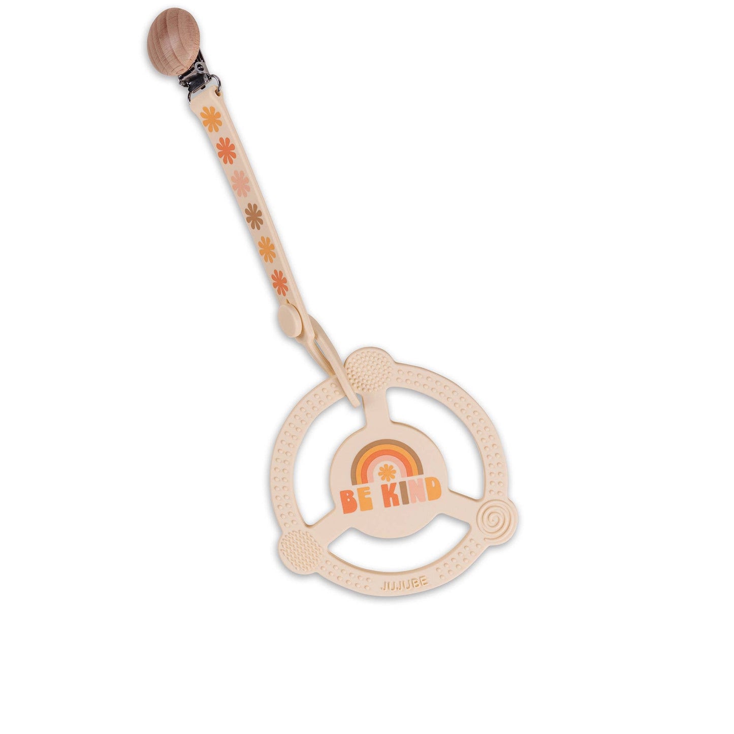 Silicone Teether Ring with Detachable Clip Be Kind Rainbows