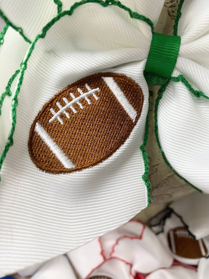 Football Embroidered Moonstitch Hair Bow | Clip or Headband