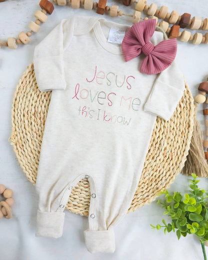 Newborn Baby Romper | Jesus Loves Me (girl)