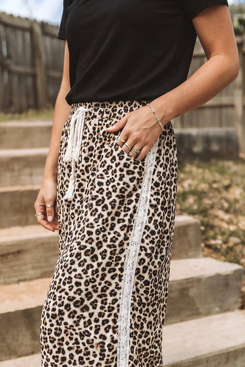 Casual Leopard Print Ankle-Length Elastic Waist Pants