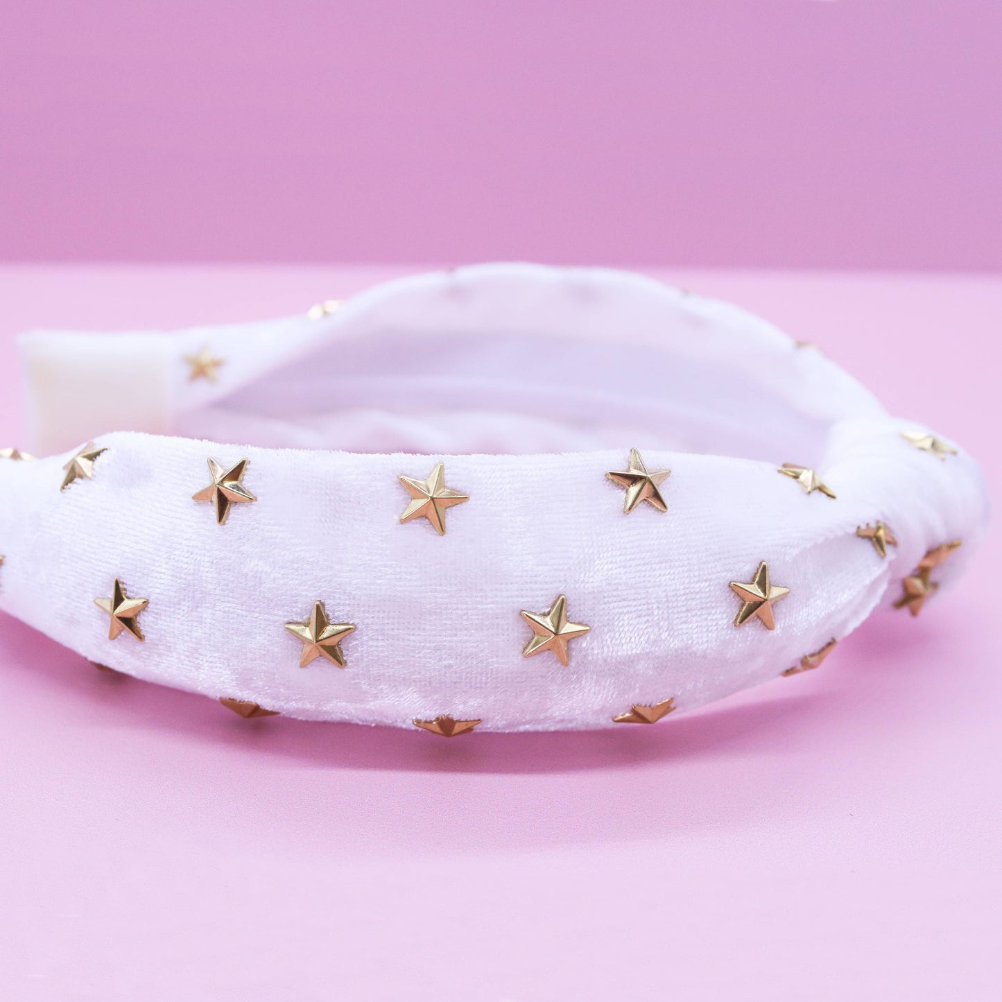 Kids Knot Headband - White Star Stud Velvet Hair Accessories