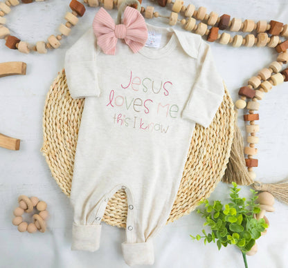 Newborn Baby Romper | Jesus Loves Me (girl)