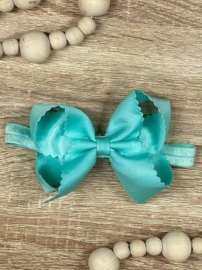 4.5" Classic Scalloped Hair Bow | Headband