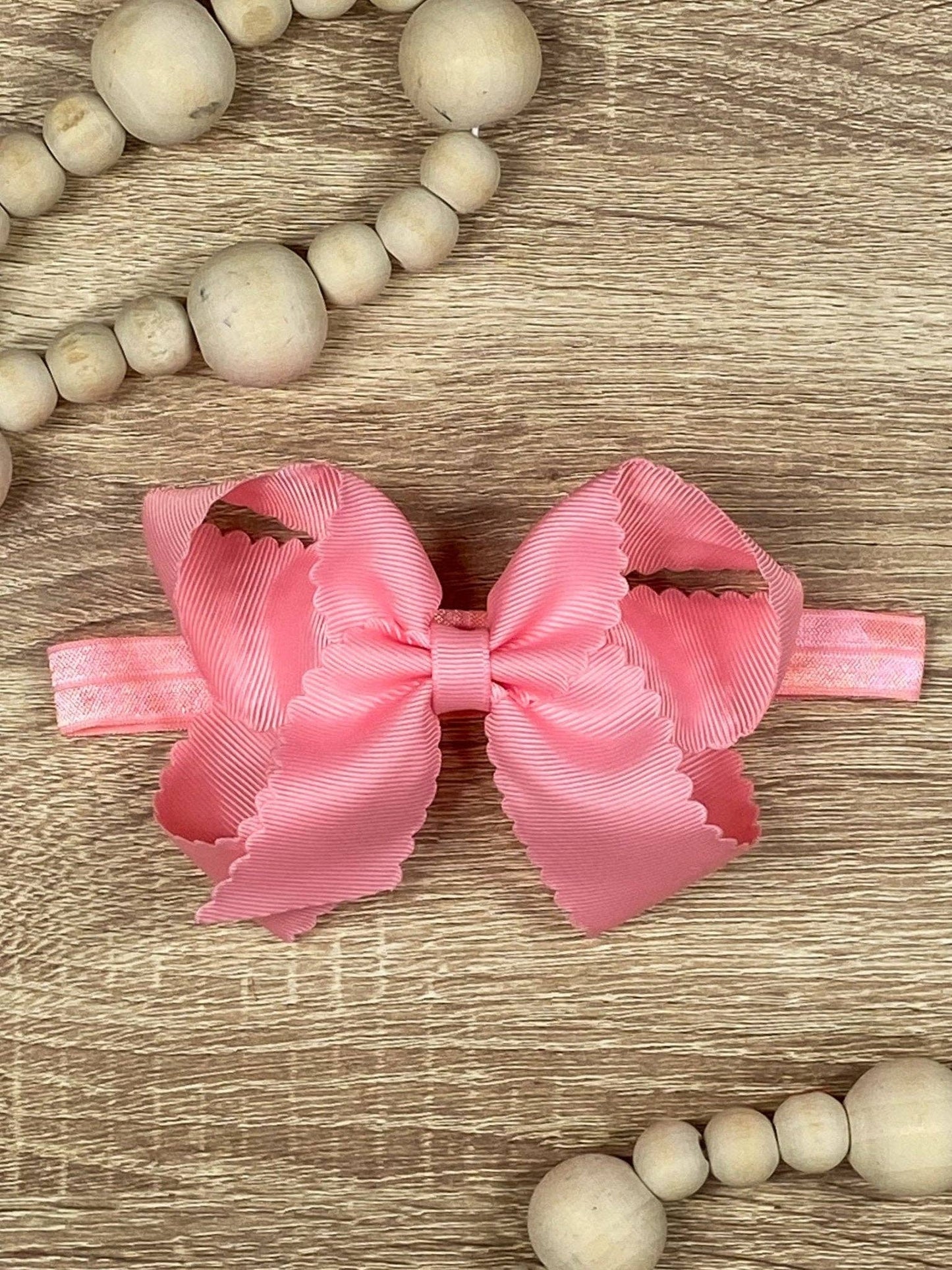 4.5" Classic Scalloped Hair Bow | Headband