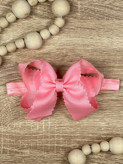 4.5" Classic Scalloped Hair Bow | Headband