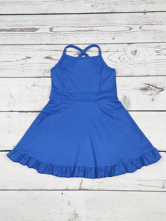 Blue Girls Athletic Dress with Ruffle