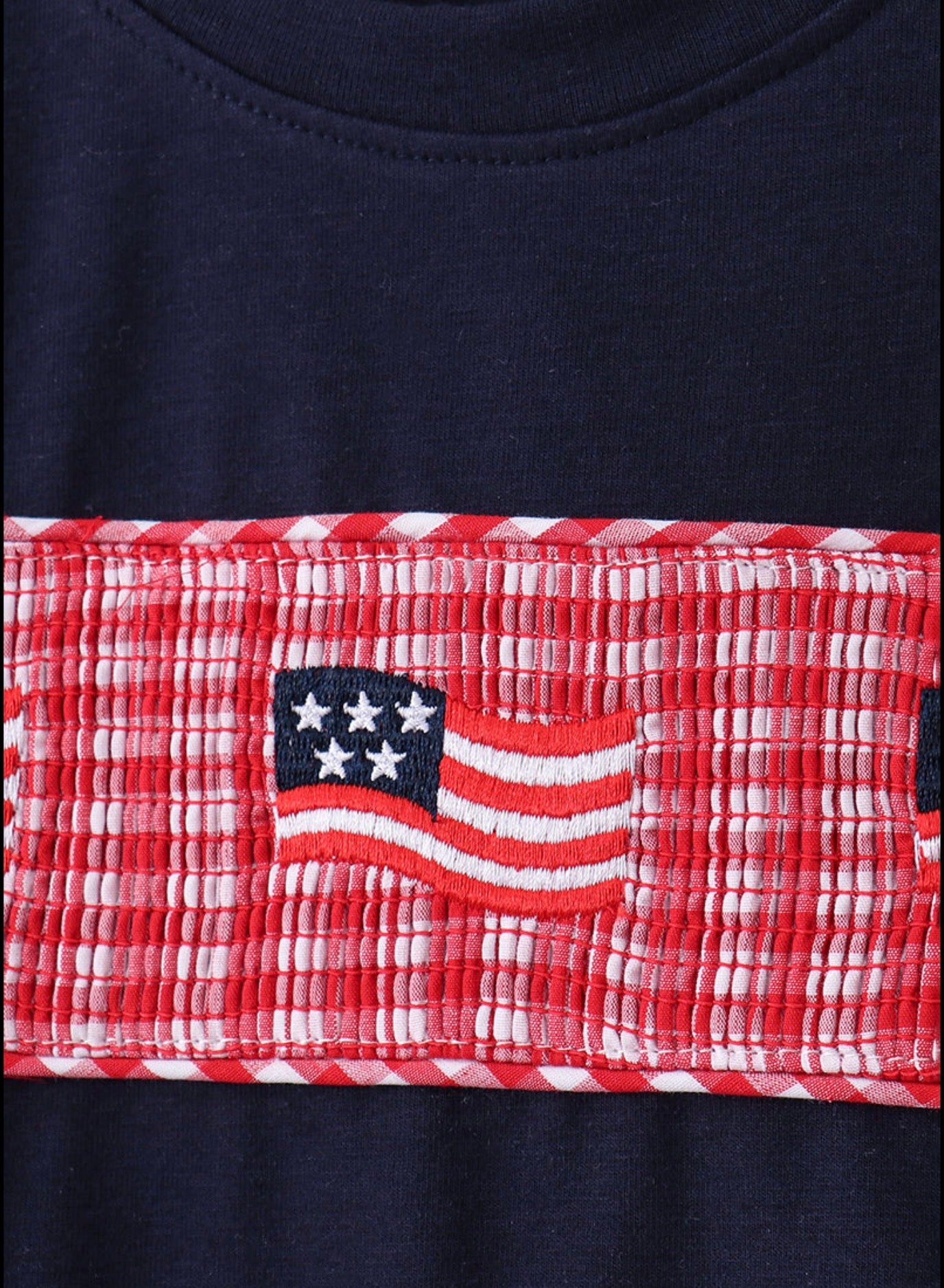 Red flag smocked gingham short set
