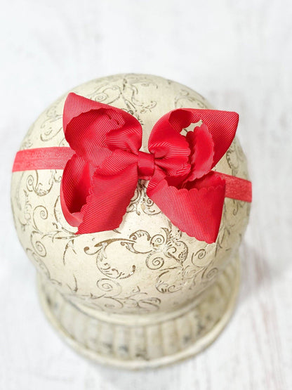 4.5" Classic Scalloped Hair Bow | Headband