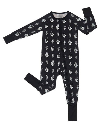 Halloween Bamboo Baby Zip Romper | Skelly Vibes