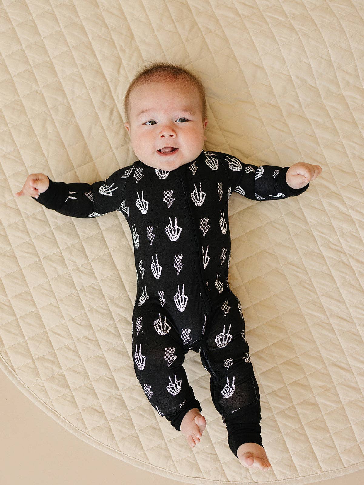 Halloween Bamboo Baby Zip Romper | Skelly Vibes