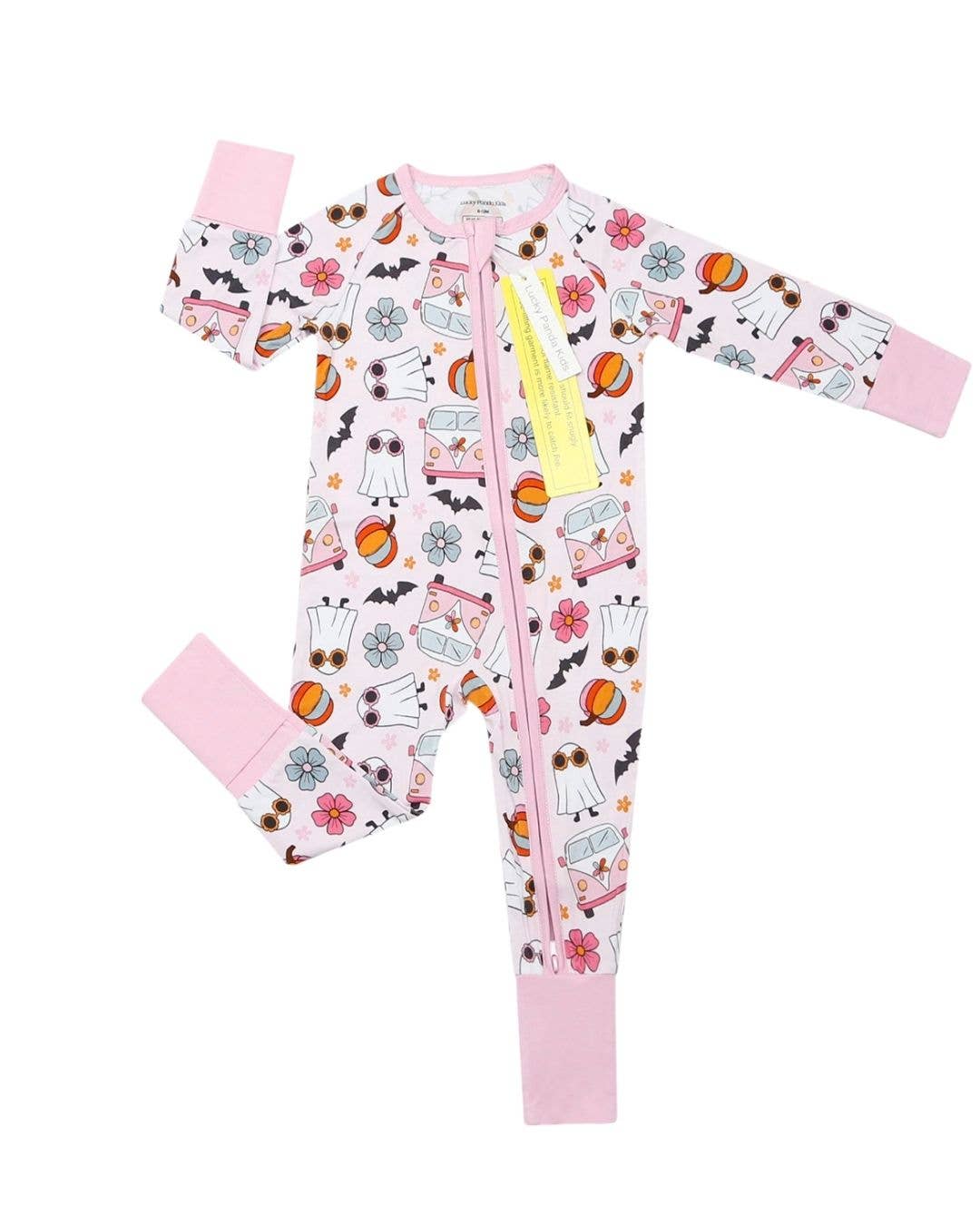 Halloween Bamboo Baby Zip Romper | Retro Ghost