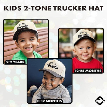 Kids/Baby Two Tone Cap - Long Live Boyhood - Black/Beige