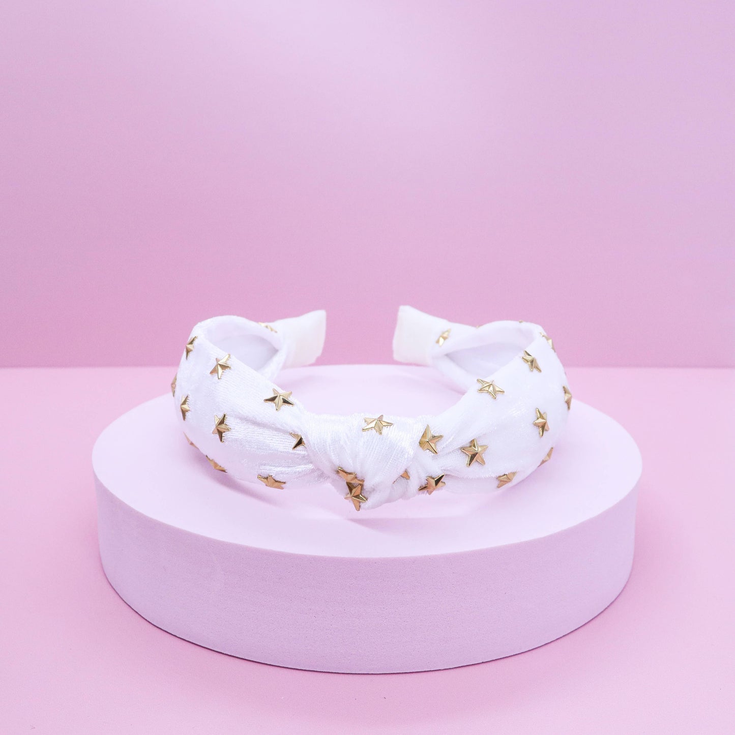 Kids Knot Headband - White Star Stud Velvet Hair Accessories