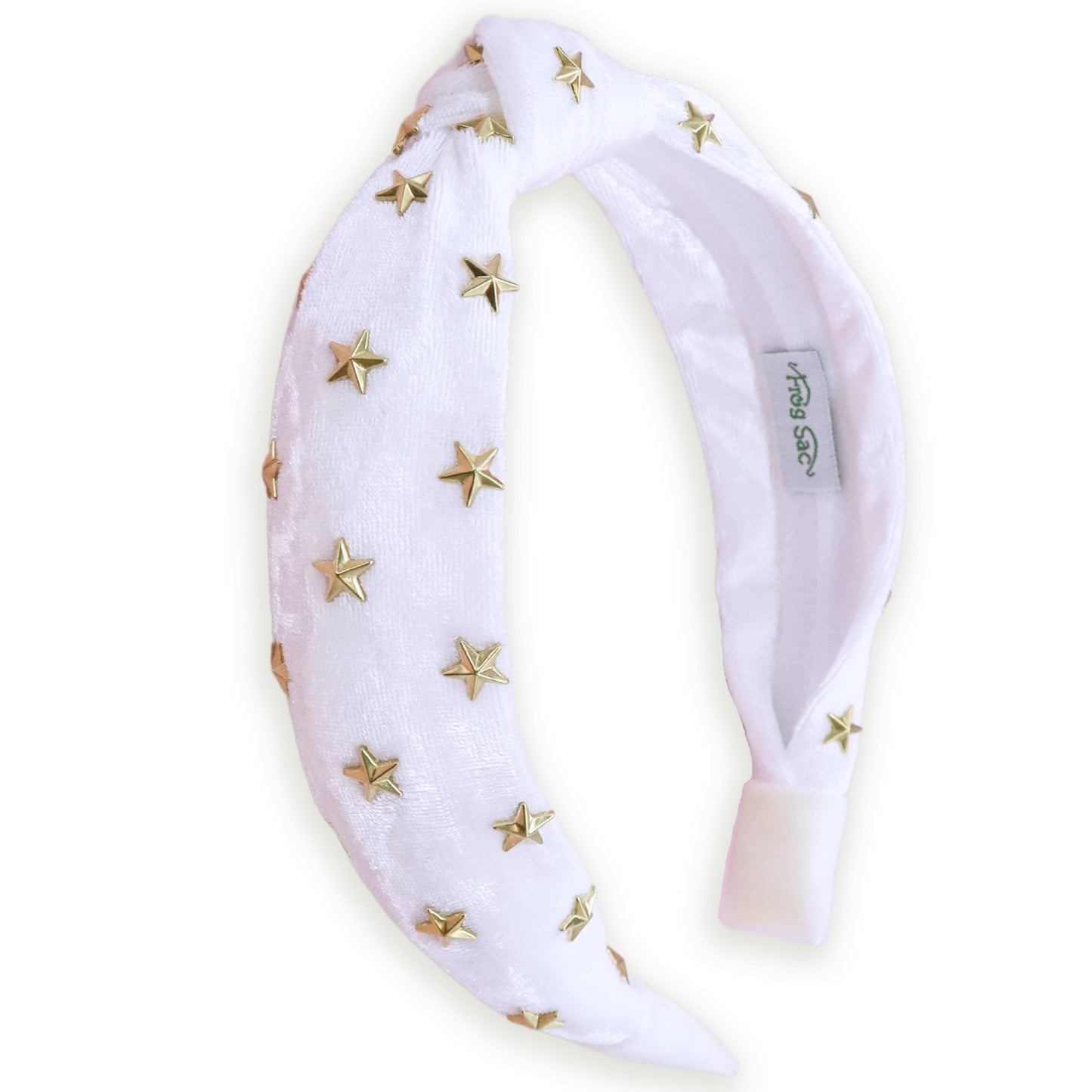 Kids Knot Headband - White Star Stud Velvet Hair Accessories