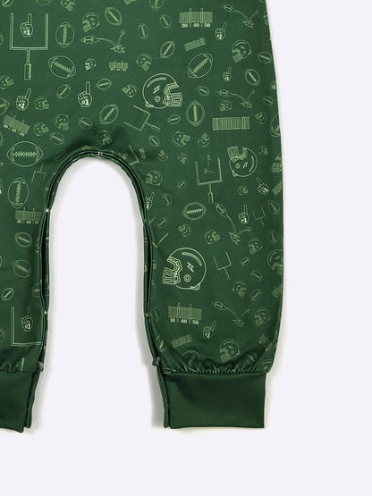 Football Field Goal Romper-Green