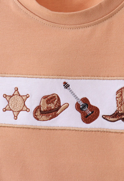 Western Embroidered Shorts Set