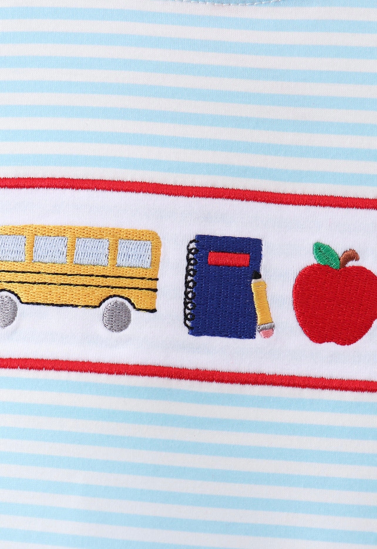 Blue Apple Pencil Embroidered Set