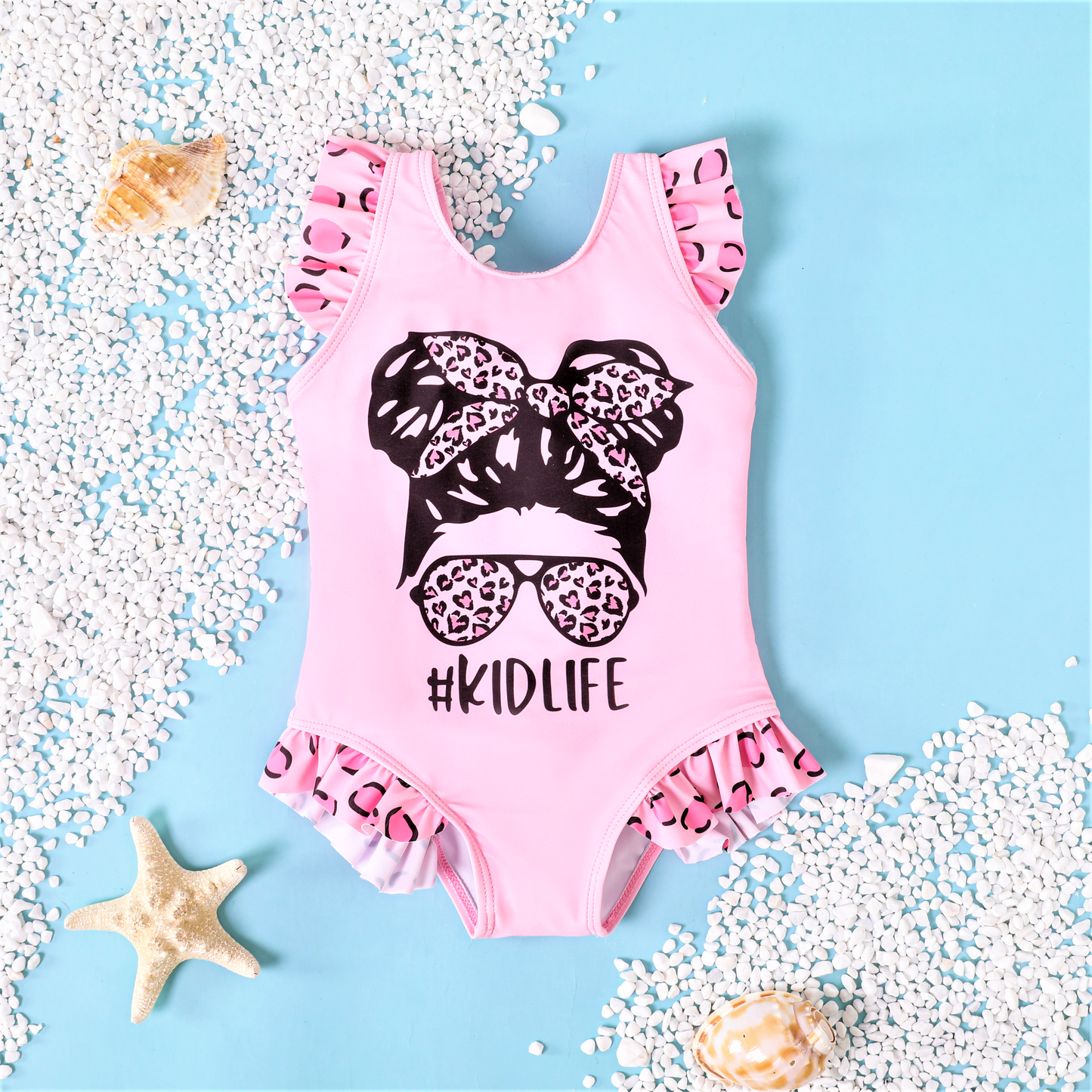 Toddler Girls'  Sweet Flutter Sleeve Pink Swimsuit