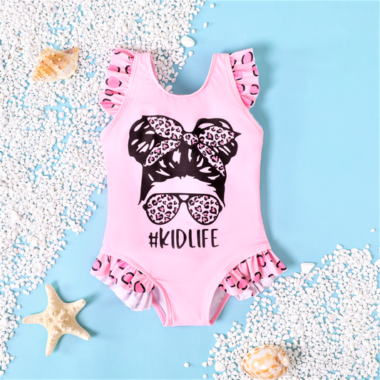 Toddler Girls'  Sweet Flutter Sleeve Pink Swimsuit