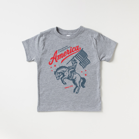 American Cowboy 1776 Flag Boy Freedom 4th  of July Shirt
