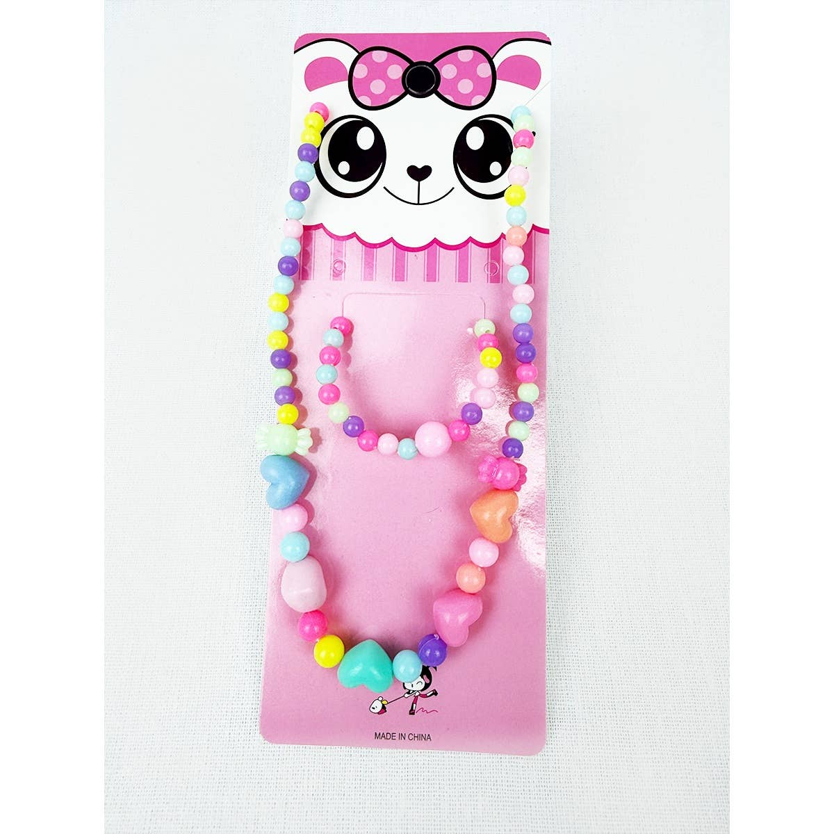 Girls Sweet Heart Necklace and Bracelet Set