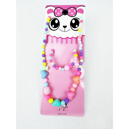 Girls Sweet Heart Necklace and Bracelet Set