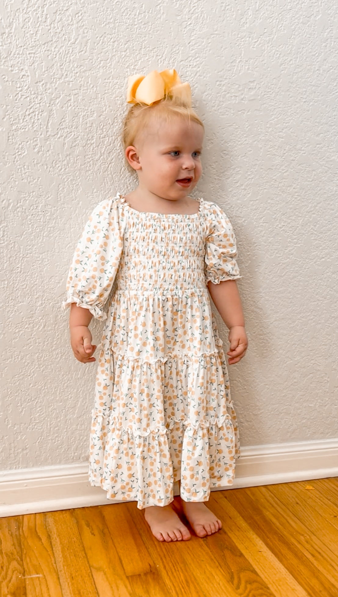 Marvelous marigolds smocked ruffle dress
