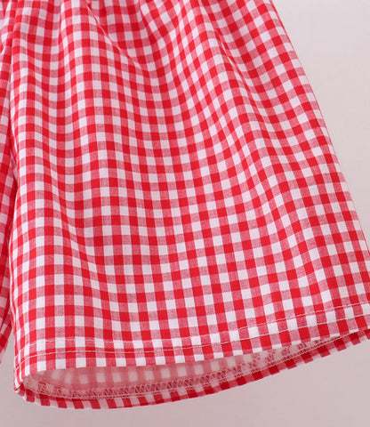 Red flag smocked gingham short set