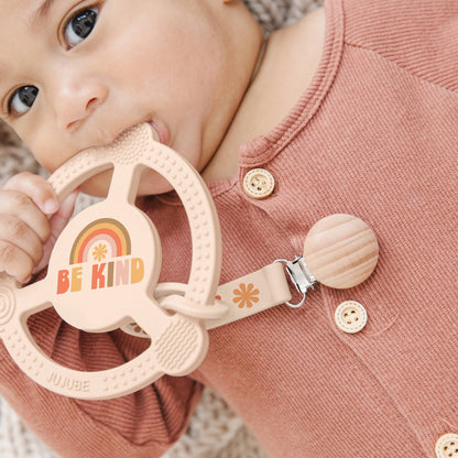 Silicone Teether Ring with Detachable Clip Be Kind Rainbows