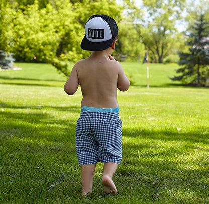 Flat Brim Trucker Hat - Dude - Black/White