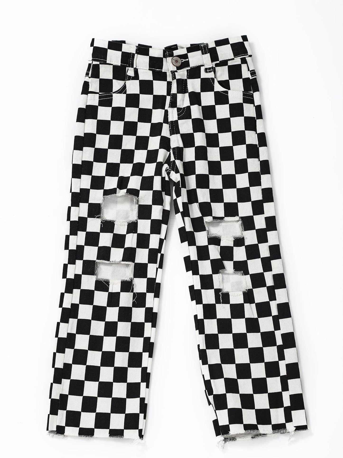 Black & White Checkered Jeans