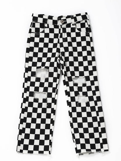 Black & White Checkered Jeans