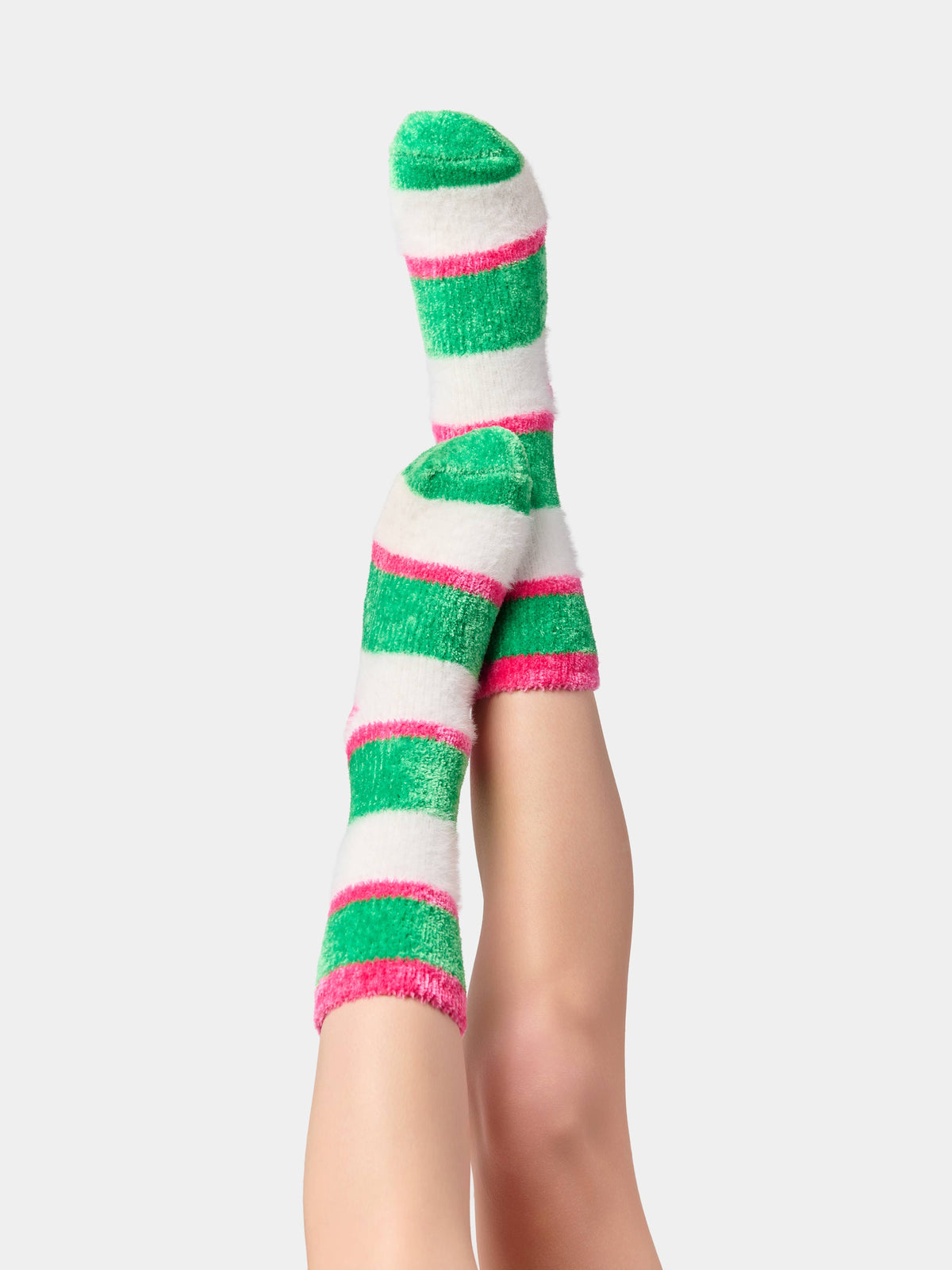 FUZZY STRIPE SOCKS